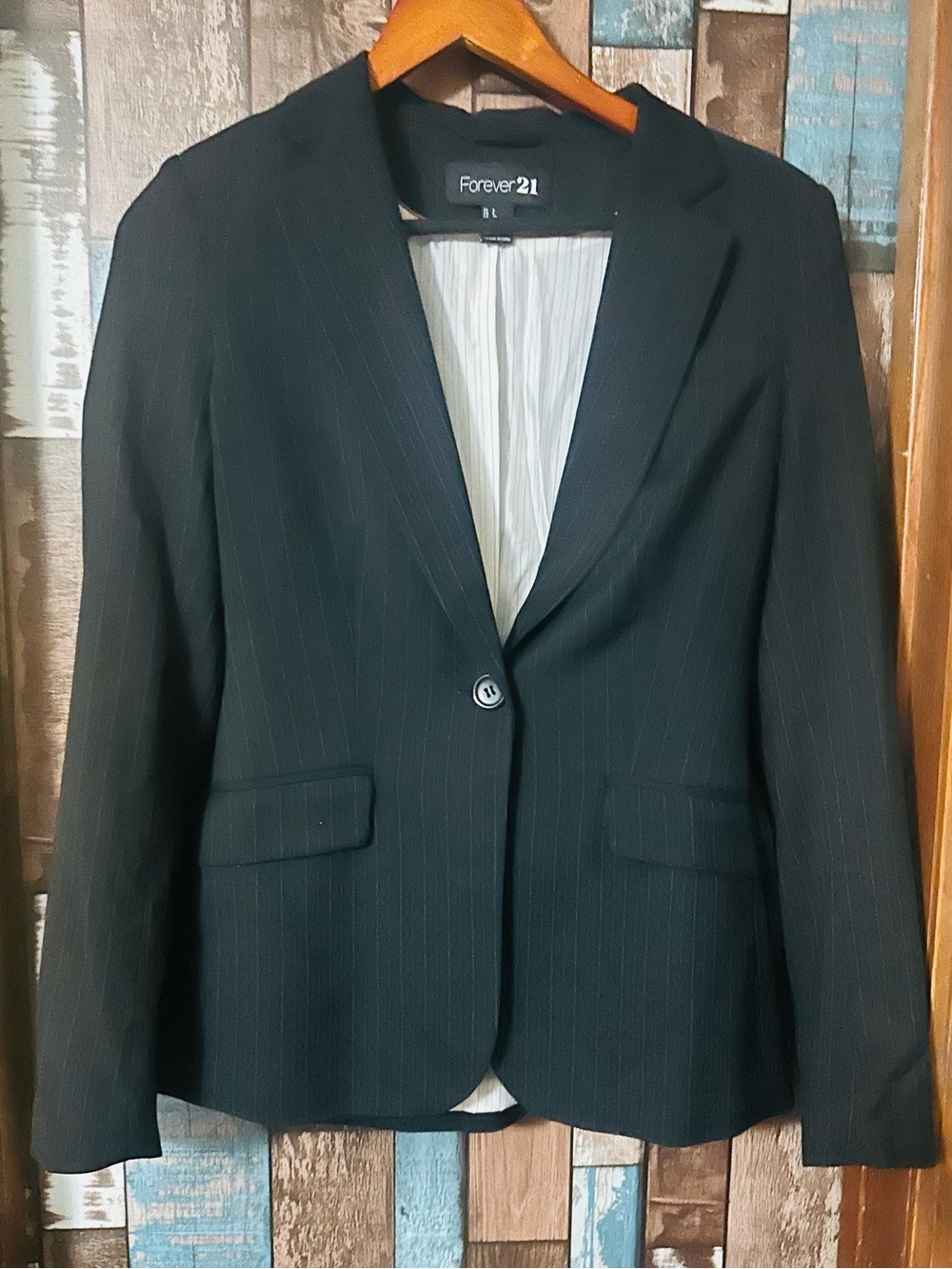 Forever 21 Black and Cream Pinstripe Blazer